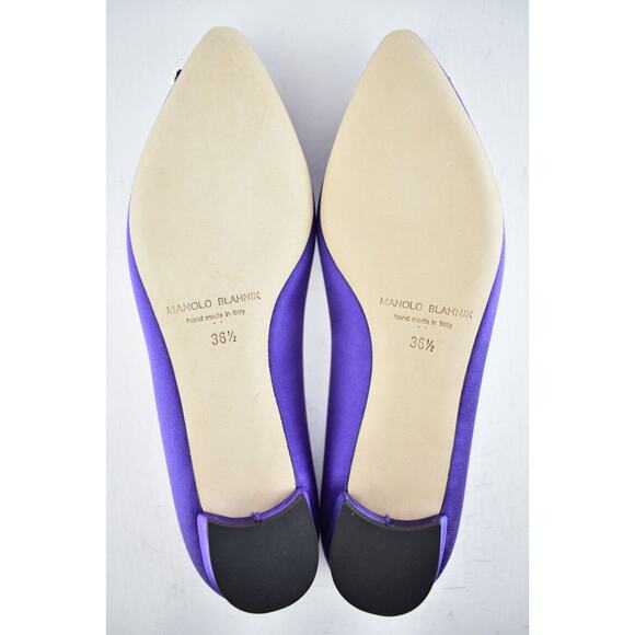 Manolo Blahnik Hangisi Purple Satin Jewel Buckle Ballerina Ballet Flat 36.5 - Picture 12 of 12